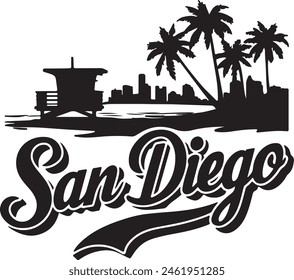 San Diego Beach Skyline Silhouette