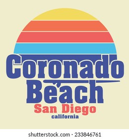 San diego beach typography, t-shirt graphics, vectors