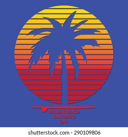 San Diego beach typography, t-shirt graphics, vectors