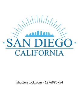 San Diego California. Banner Design. City Skyline. Silhouette Vector. Famous Monuments.