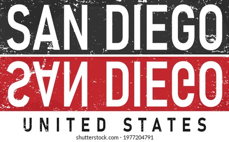 San Diego California beach design t shirt, retro vintage surf tropical illustration of summer San Diego.