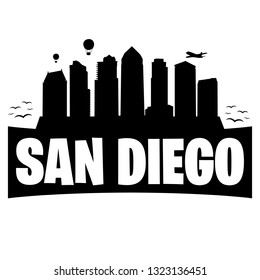 San Diego California. City Skyline. Silhouette Banner City. Design Vector. Famous Monuments.