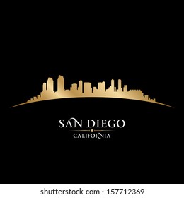 San Diego California city skyline silhouette. Vector illustration