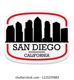 San Diego California  Label Stamp Icon Skyline City Design Tourism.