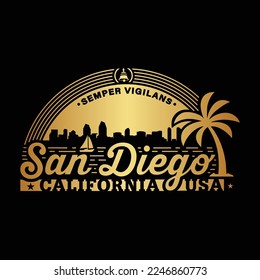 San Diego, California. Plantilla de diseño de logotipo. Vector e ilustración.