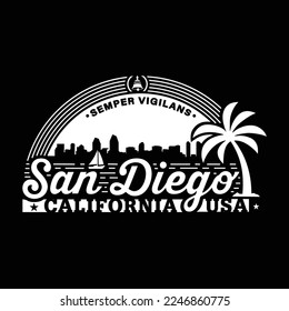 San Diego, California. Plantilla de diseño de logotipo. Vector e ilustración.