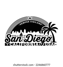 San Diego, California. Logo design template. Vector and illustration.