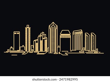 San Diego California neon light skyline vector illustration