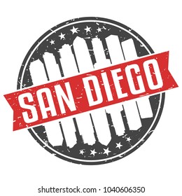 San Diego California Round Travel Stamp. Icon Skyline City Design Vector. Seal Illustration Badge Vector.