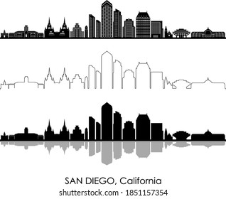 SAN DIEGO California SKYLINE City Esquema Silhouette