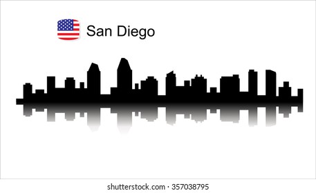 San Diego, California skyline. Detailed vector silhouette