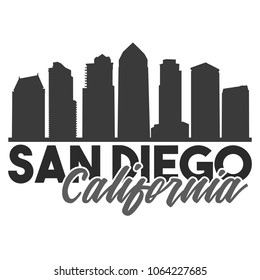 San Diego California Skyline Souvenir Travel Vector Art Design Tourism
