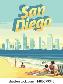 San Diego California skyline vector 