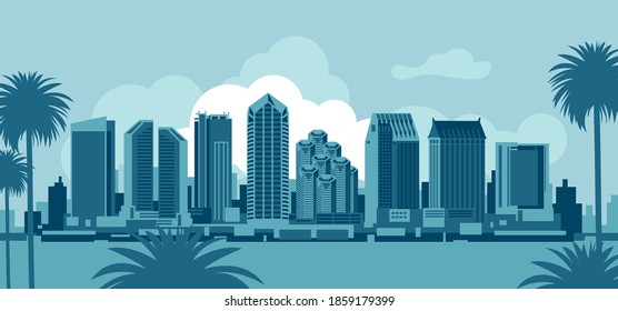 San Diego California Skyline Vektorgrafik