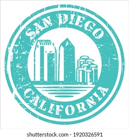 San Diego California stamp skyline vector illustration