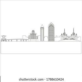 San Diego, California United States city skyline. illustration for web and mobile design.