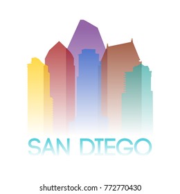 San Diego California USA Icon Silhouette Gradient Design City Vector Art