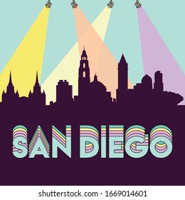 San Diego California USA skyline silhouette flat design vector illustration