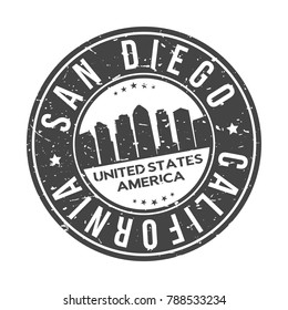 San Diego California USA Stamp Logo Icon Symbol Design Skyline City