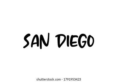 San Diego city handwritten typography text word hand lettering. Modern calligraphy text. Black color