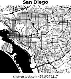 San Diego City Map, Cartography Map, Street Layout Map