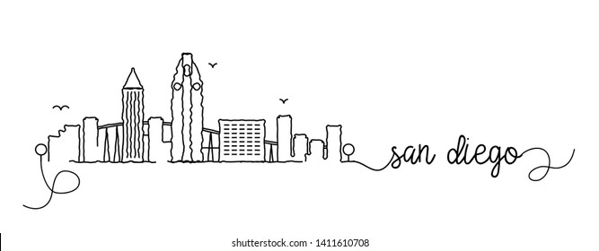 San Diego City Skyline Doodle Sign