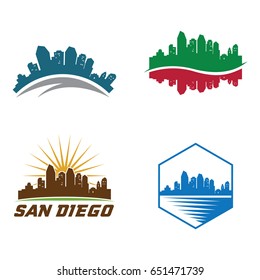 San Diego City Skyline Landscape Tour Silhouette Logo