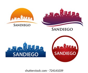 San Diego City Skyline Landscape Logo Template