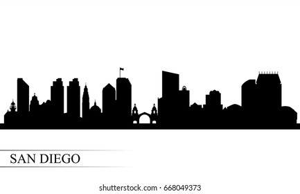 San Diego city skyline silhouette background, vector illustration