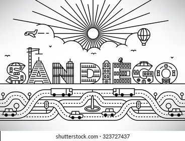 San Diego City Typography Design with Building Letters
