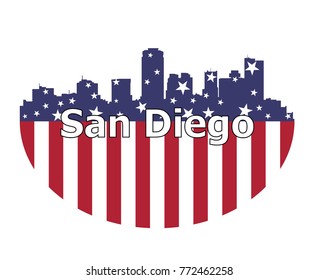 San Diego City And USA Flag 