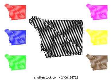 San Diego County, California (Counties in California, United States of America,USA, U.S., US) map vector illustration, scribble sketch San Diego map