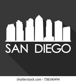 San Diego Flat Icon Skyline Silhouette Design City Vector Art Famous Buildings