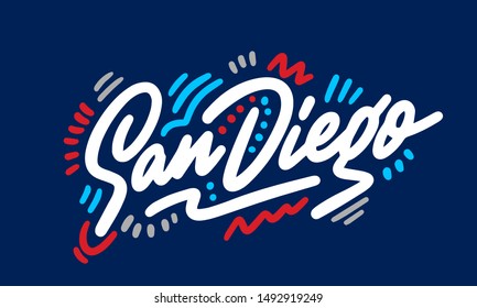 San Diego handwritten city name.Modern Calligraphy Hand Lettering for Printing,background ,logo, for posters, invitations, cards, etc. Typography vector.