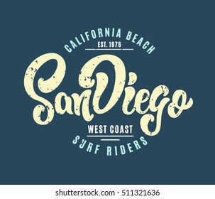 San Diego lettering vector print illustration