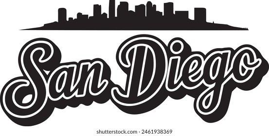 San Diego Retro Skyline Silhouette