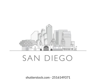 Ilustração do vetor da paisagem urbana do horizonte de San Diego