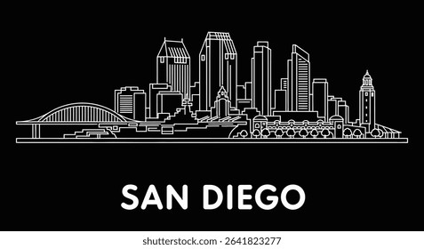 San Diego Skyline Minimalist Black.