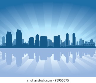 San Diego skyline with reflection in water