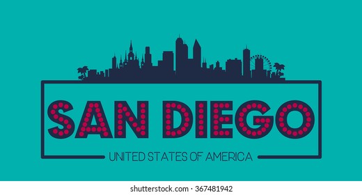 San Diego skyline silhouette poster vector design illustration