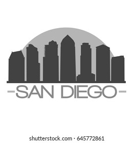 San Diego Skyline Silhouette Skyline Stamp Vector City Design