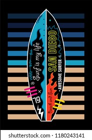 san diego surf is my life,t-shirt design