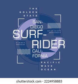 san diego, surf rider, california, abstract graphics design, surfing typography, t shirt vectors, summer adventure