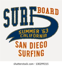 San Diego Surfing- Print with embroidery application for boy apparel in custom colors