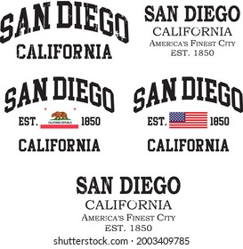 Vector de diseño de camisetas de San Diego.