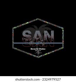 san diego typography, tee shirt graphics, vectors, surfing paradise, 