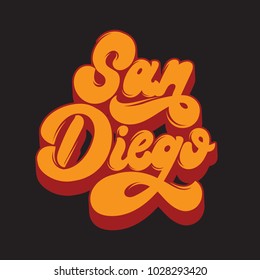 San Diego. Vector handwritten lettering isolated. Template for card, poster, banner, print for t-shirt, label, badge and pin.