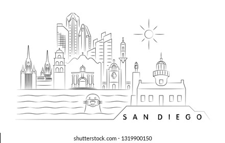 San Diego vector illustration and typography design 