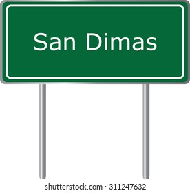 San Dimas , California, road sign green vector illustration, road table, USA city