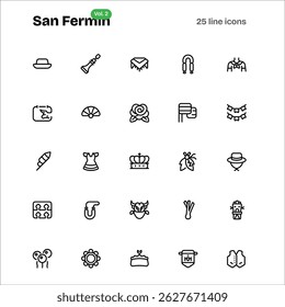 San Fermin Icons with line style, perfect for user interface projects